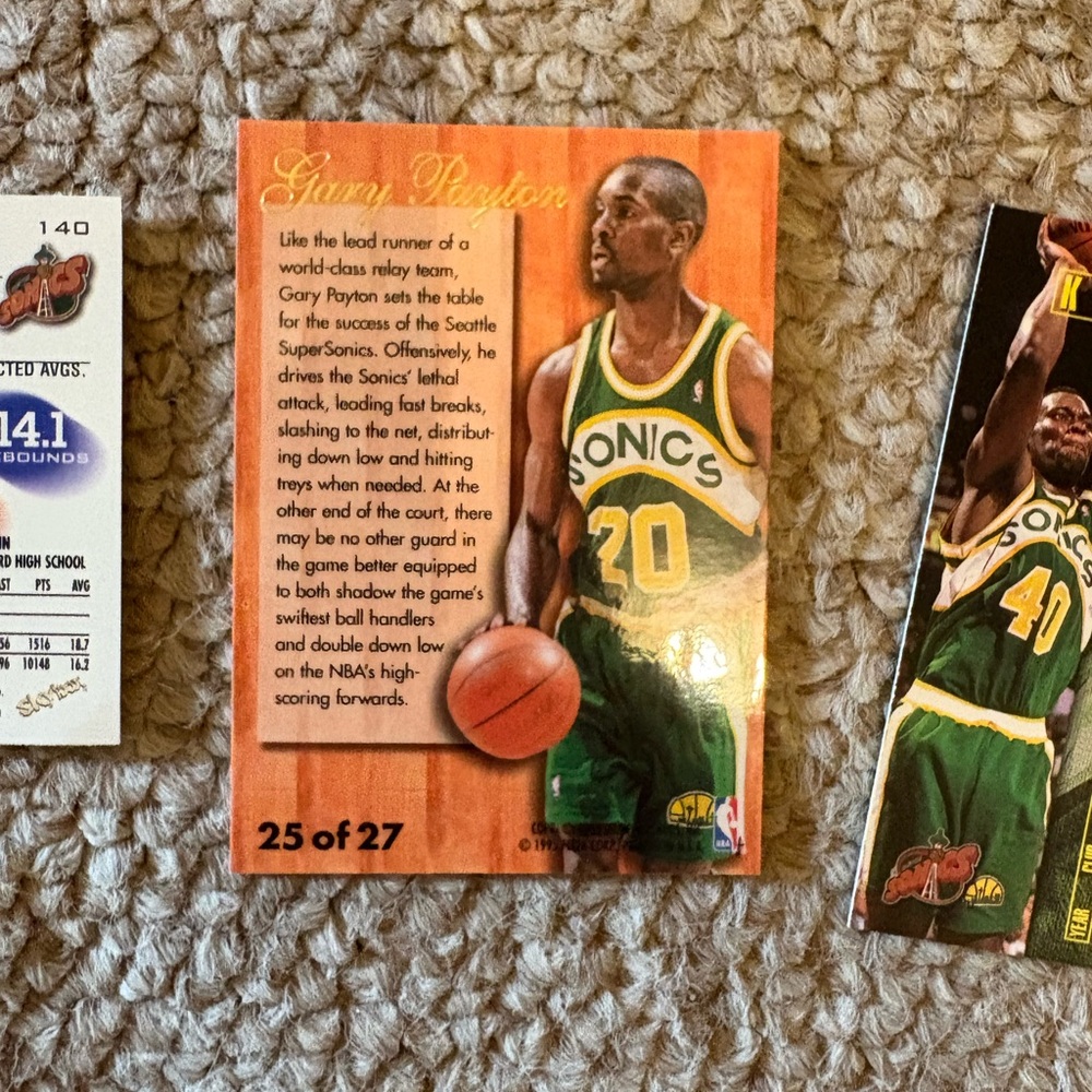 6 Seattle Supersonics Trading Cards-Rare cards Gary Payton and Shawn Kemp - Picture 10 of 14